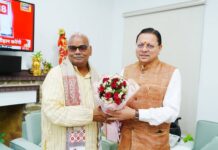 मुख्यमंत्री पुष्कर सिंह धामी से मुख्यमंत्री आवास में राजस्थान सरकार के कैबिनेट मंत्री (स्कूल शिक्षा, पंचायती राज एवं संस्कृत शिक्षा) श्री मदन दिलावर ने शिष्टाचार भेंट की
