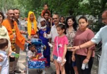 भारत विकास परिषद,मुख्य शाखा रुड़की की कांवड़ सेवा शिविर में पहुंचे एसपी देहात,शिवभक्तों की सेवा की